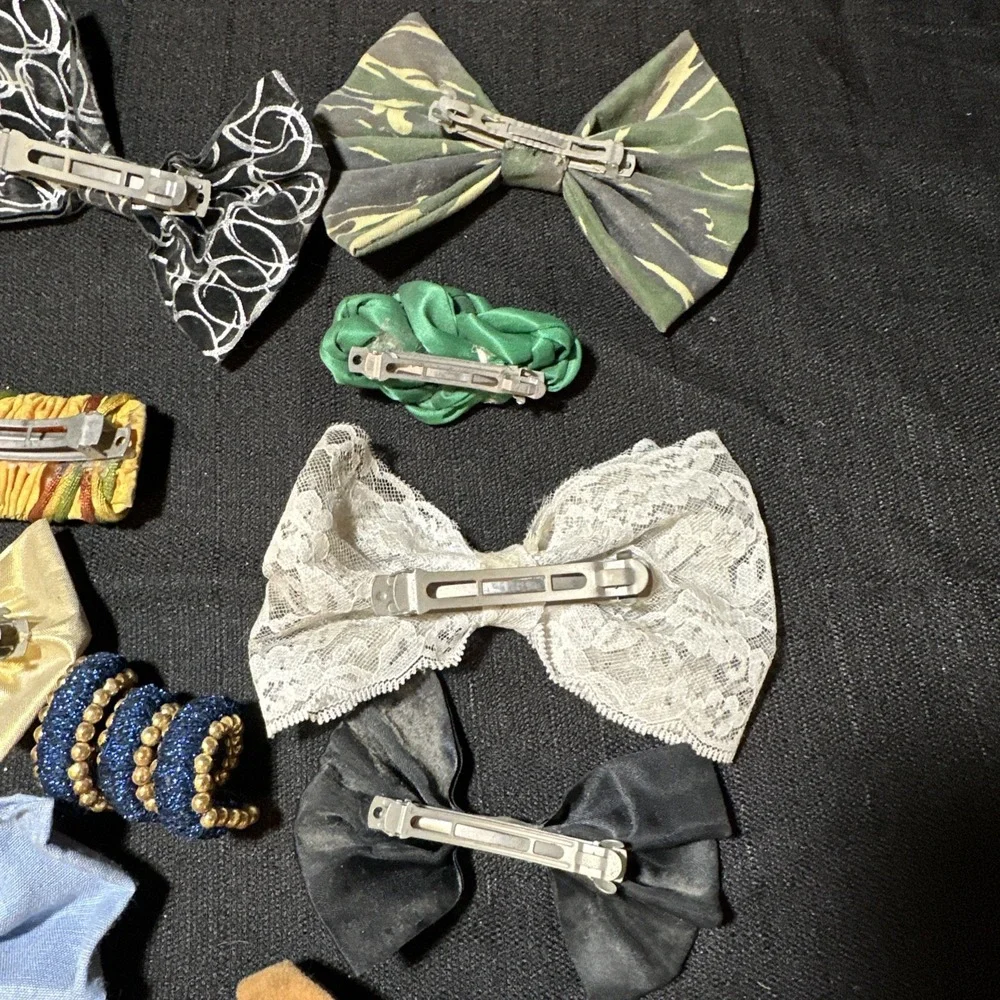 Vintage Lot Of 12 Hair Barrettes / Accessories 80s 90s Metal Clasp Multi Color